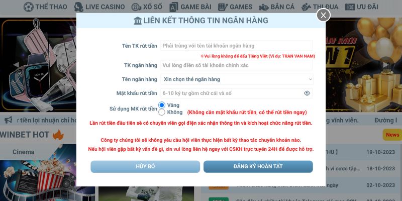 Hướng dẫn WINBET cung cấp cách giao dịch nạp rút cược